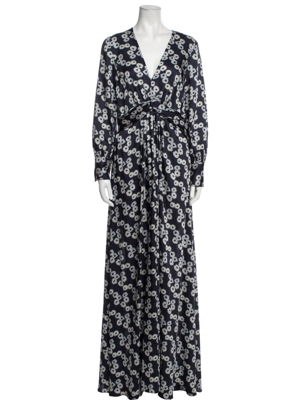 Lela Rose Navy and White Floral Maxi Dress Size 10